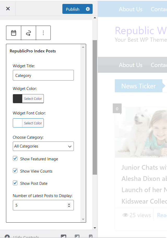 customize index widget