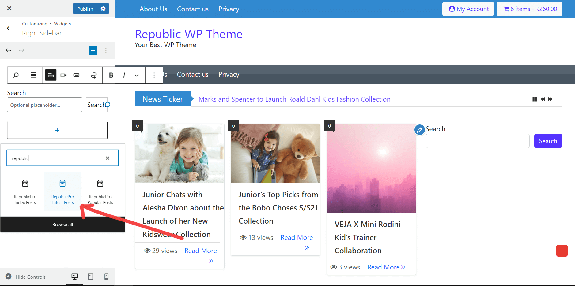 add latest posts widget